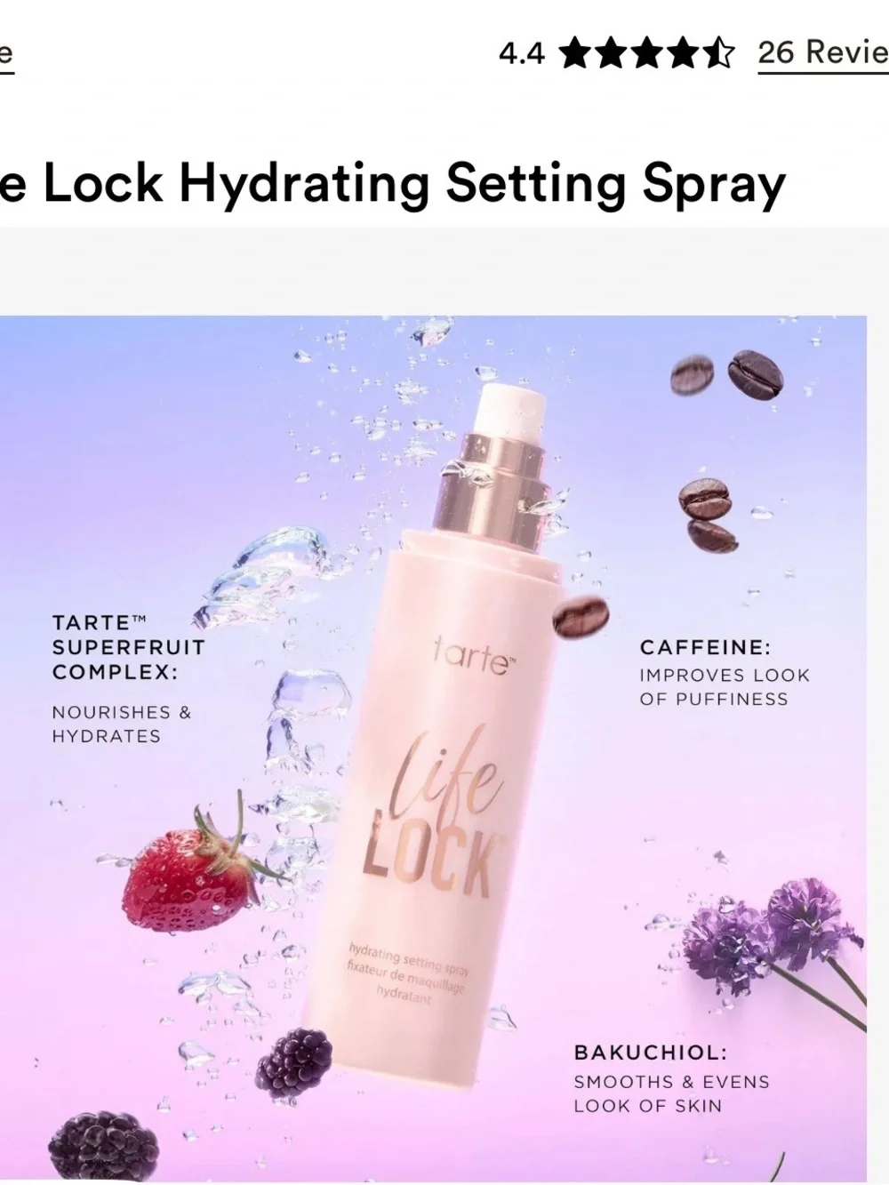 tarte Life Lock Hydrating Setting Spray — Rose Gold & White